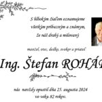 Smutná správa. Opustil nás Ing. Štefan Rohár.